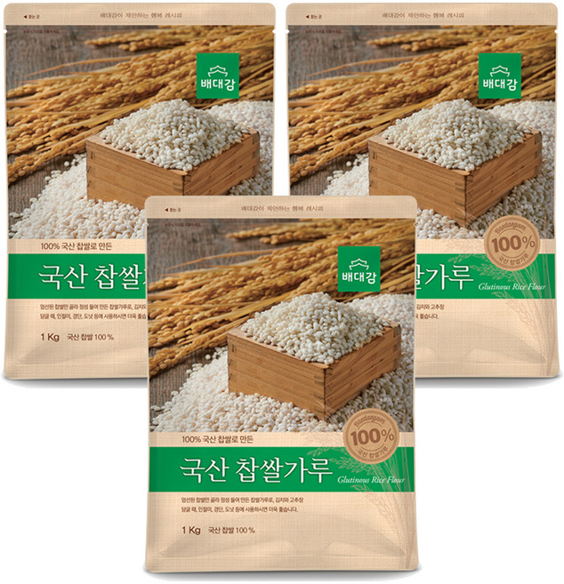 배대감 국산 찹쌀가루, 1kg, 3개