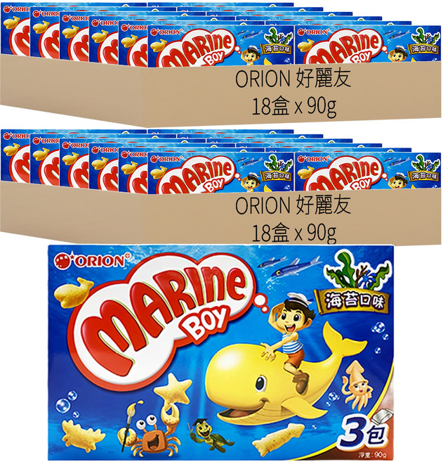 ORION 好麗友 好多魚餅乾 海苔口味, 90g, 36盒