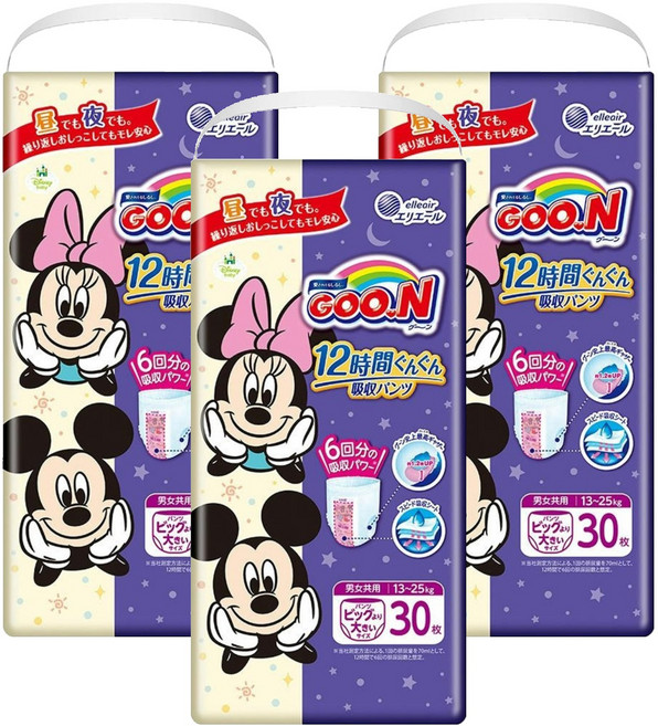 GOO.N 大王 12小時超吸收紙尿褲/尿布 13~25kg, 2XL, 90片