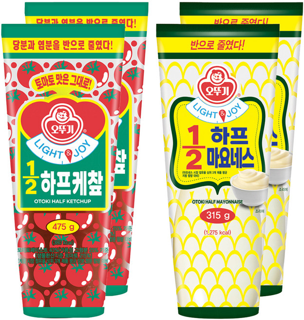 오뚜기 LIGHT 앤 JOY 하프케챺 475g 2p + 마요네즈 315g 2p, 1세트