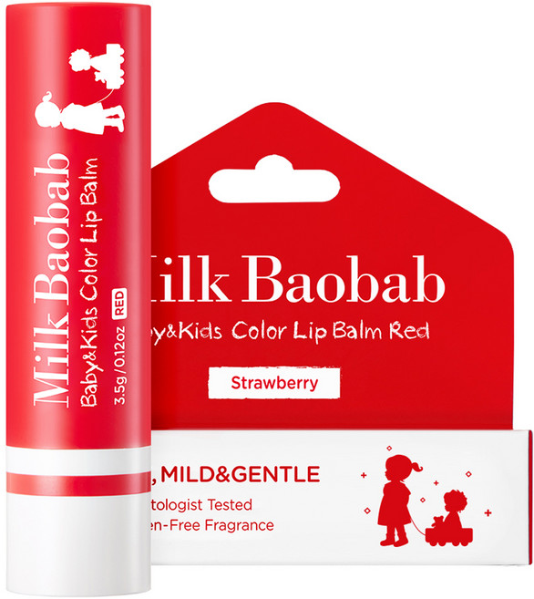 밀크바오밥 베이비 앤 키즈 컬러 립밤 레드, 딸기향, 3.5g, 1개