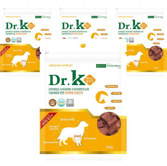 닥터케이 강아지 프리미엄 건강간식, 제주도산 말고기, 100g, 4개