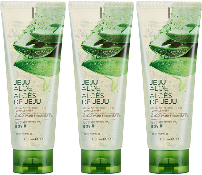 더페이스샵 신선한 제주 알로에 수딩 클렌징 폼, 150ml, 3개