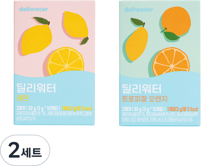 딜리워터 레몬 + 트로피칼 오렌지, 130g, 2세트