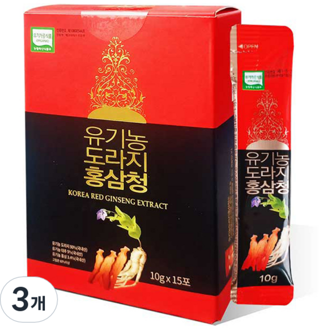 네추럴참푸드 유기농 도라지 홍삼청 15p, 150g, 3개