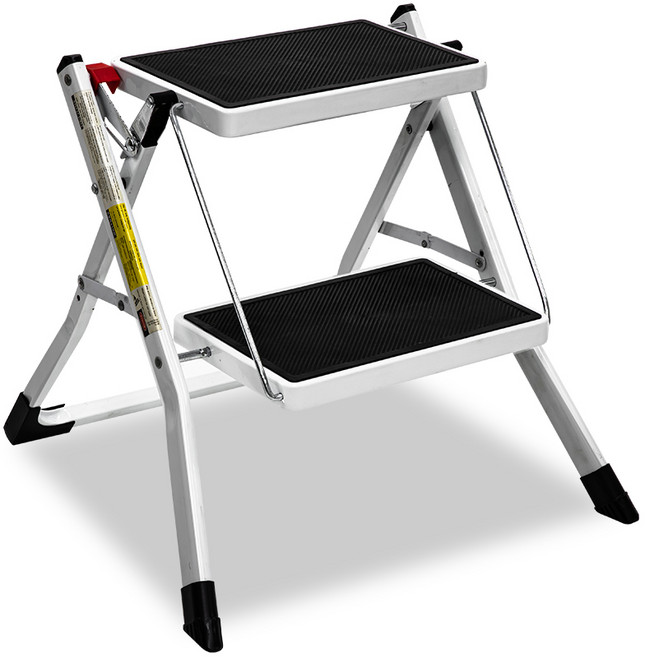 로티홈시스 발판 사다리 2단 화이트블랙, 1개