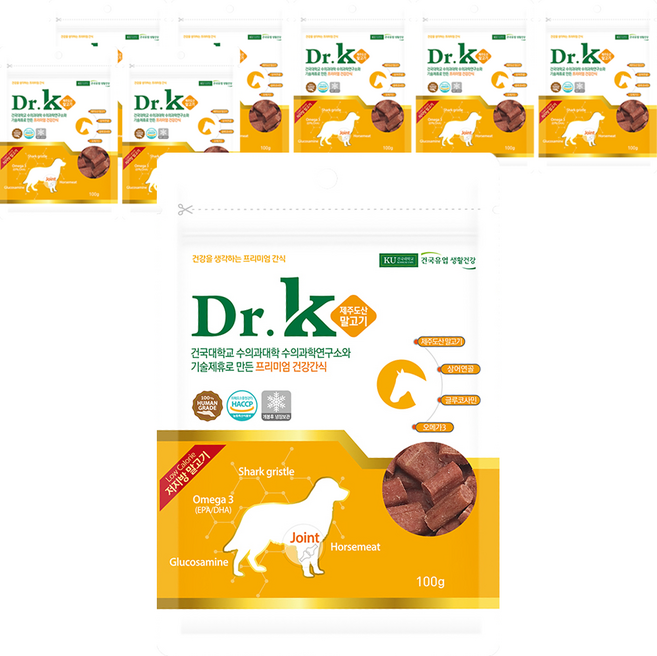 닥터케이 강아지 프리미엄 건강간식, 제주도산 말고기, 100g, 8개