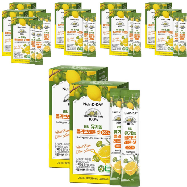 뉴트리디데이 리얼 유기농 올리브레몬 샷 100% 14p, 280ml, 6개