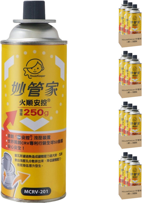 HouseKeeper 妙管家 通用卡式瓦斯罐, 4套, 3個裝