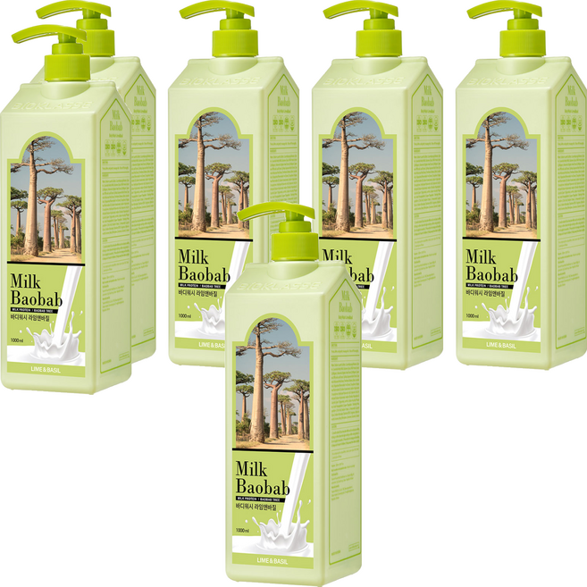 밀크바오밥 대용량 바디워시 라임앤바질향, 1L, 6개