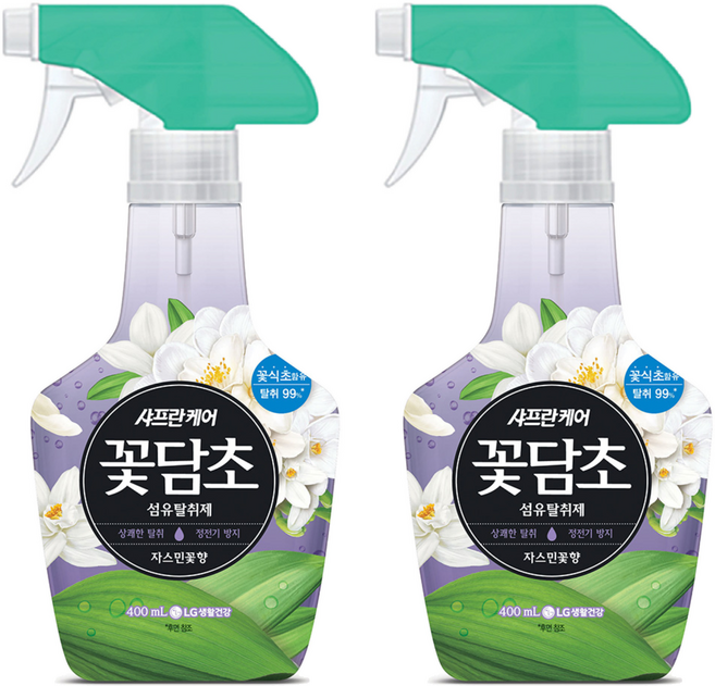 샤프란 꽃담초 섬유탈취제 자스민꽃향 본품, 400ml, 2개