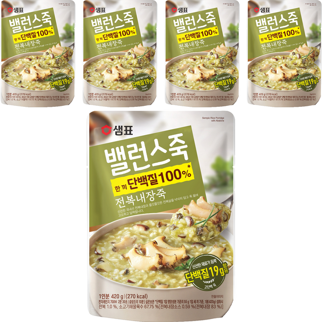 샘표 밸런스죽 전복내장죽, 420g, 5개