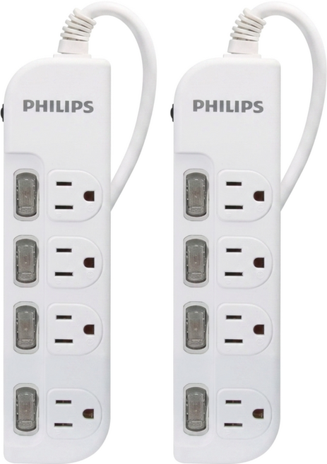 PHILIPS 飛利浦 延長線 4開4座3孔 CHP3444WA/96, 1.8m, 白色, 2條