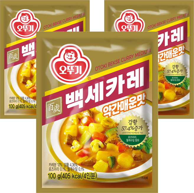 오뚜기 백세카레 약간매운맛, 100g, 3개