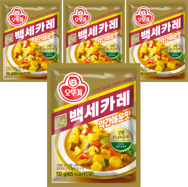 오뚜기 백세카레 약간매운맛, 100g, 4개
