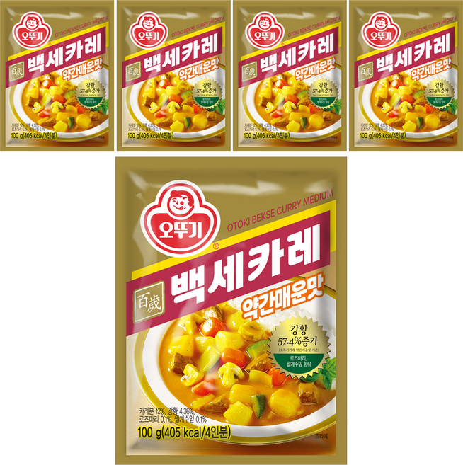오뚜기 백세 카레 약간매운맛, 100g, 5개