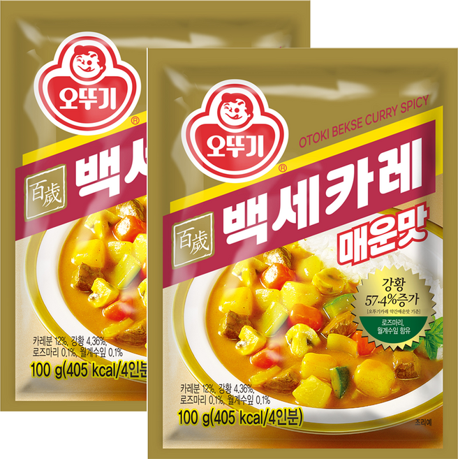 오뚜기 백세카레 매운맛, 100g, 2개