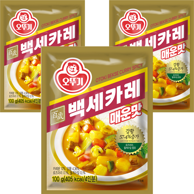 오뚜기 백세카레 매운맛, 100g, 3개