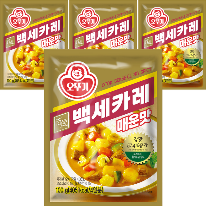 오뚜기 백세카레 매운맛, 100g, 4개