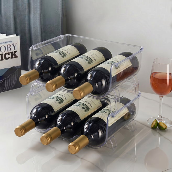 트리아노 깔끔한 와인 보관 텀블러 정리함 3구, 2개, 투명