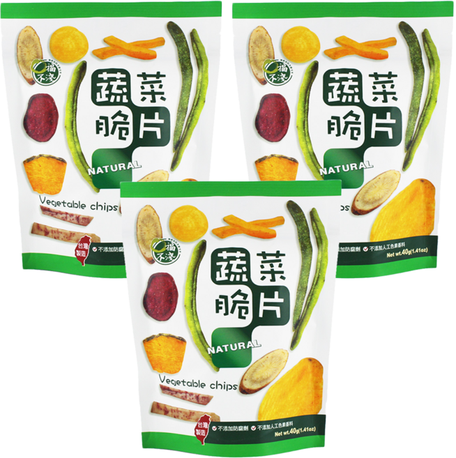 口福不淺 台灣蔬菜脆片, 40g, 3包
