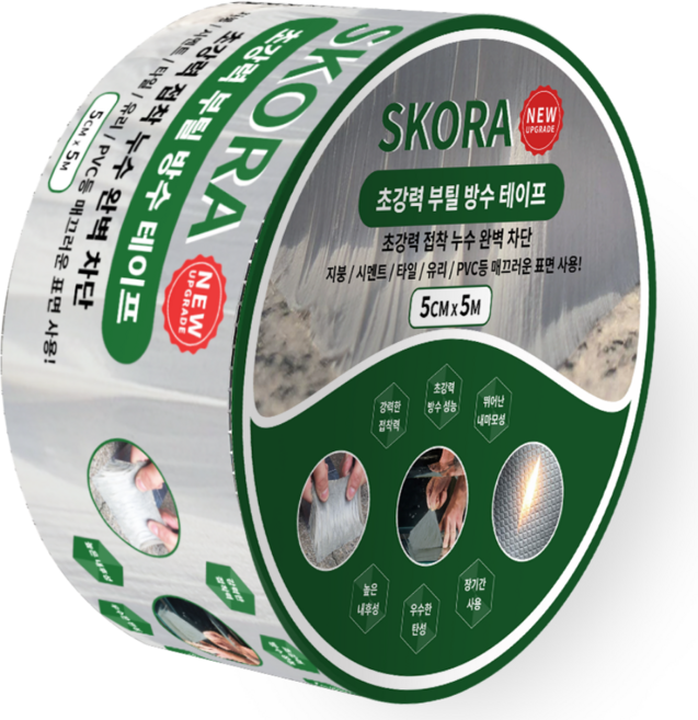 스코라 초강력 부틸 방수 테이프 은색 5cm x 5m, 1개