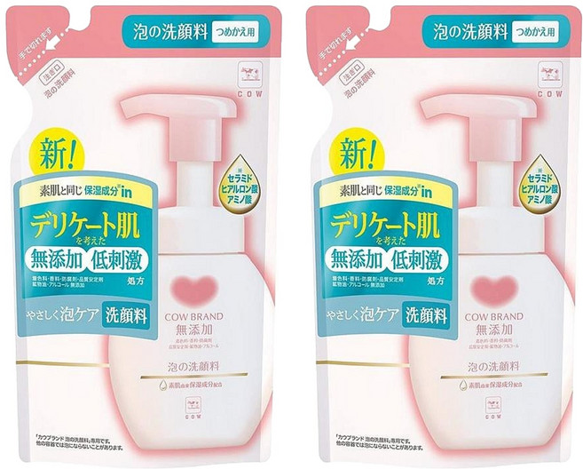 COW STYLE 牛乳石鹼 無添加洗顏泡沫慕斯補充包, 140ml, 2包