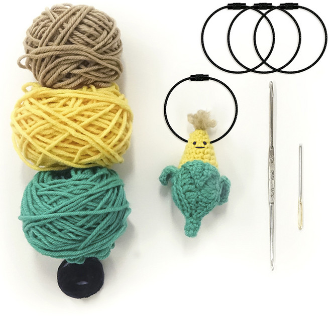 멜로우스토리 니팅키트 미니 옥수수 키링, 혼합색상, 1개