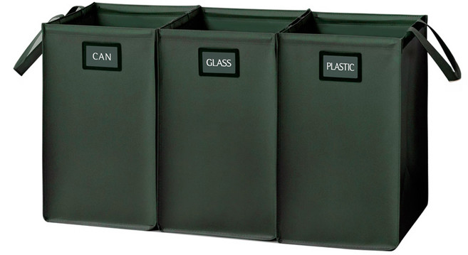 韓國 Aim 家用資源回收分類桶 3格, 綠色