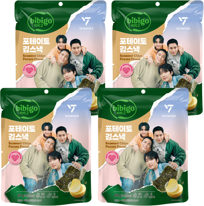 비비고 포테이토 김스낵, 4개, 40g