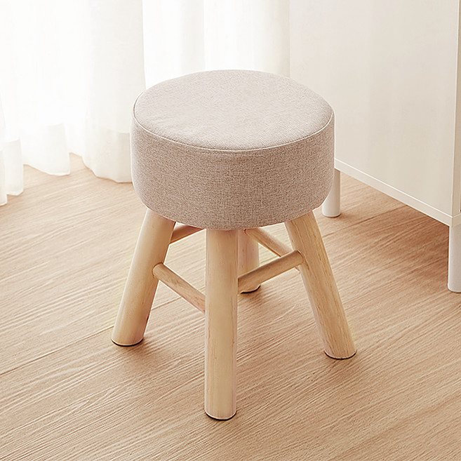 코멧 홈 모던한 원목 스툴, 베이지, 1개