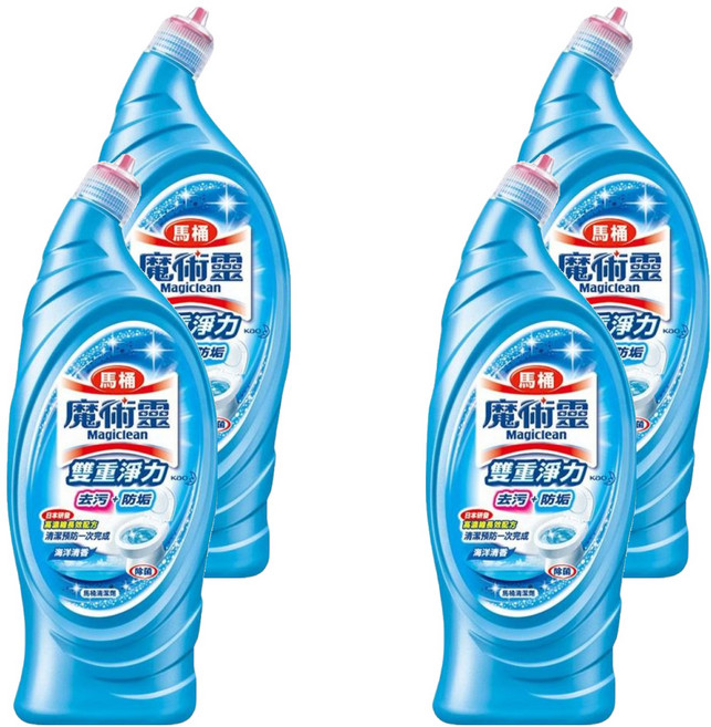 Kao 花王 Magiclean 魔術靈 台灣公司貨 雙重淨力 馬桶清潔劑 海洋清香, 650ml, 4瓶