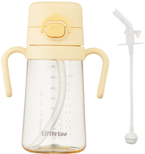 락앤락 유아용 리틀럽 원터치 PPSU 양손 빨대컵 + 추빨대 포함, 옐로우, 1개, 400ml