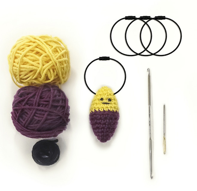 멜로우스토리 니팅키트 미니 고구마 키링, 혼합색상, 1개