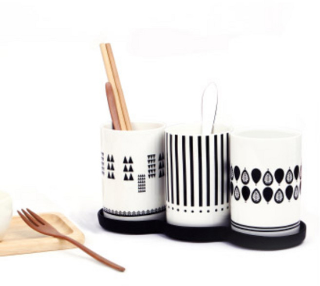 모던라인 3단 수저통, B +  black + white, 1개