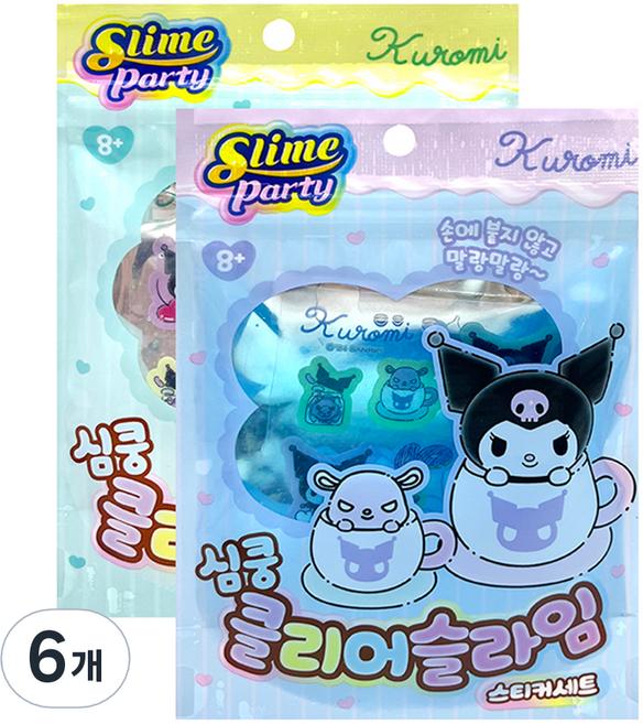 산리오 심쿵 클리어 슬라임 스티커 쿠로미, 랜덤발송, 6개