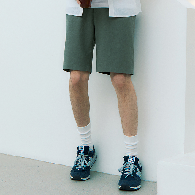 베이직하우스 남성용 린넨코튼 풀밴딩 반바지 LVHP3101