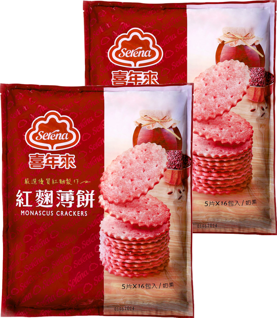 喜年來 紅麴薄餅, 320g, 2袋