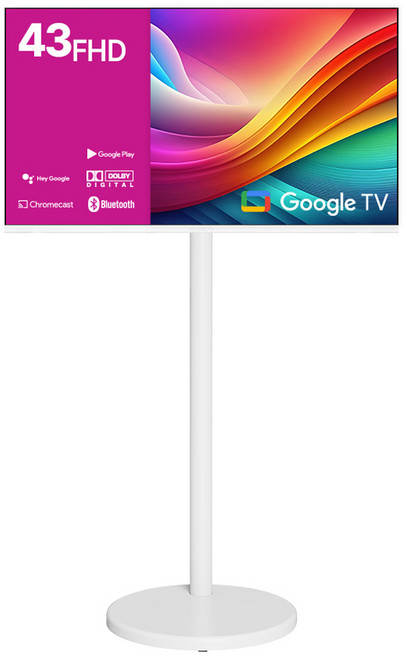 와이드뷰 FHD LED 스마트 TV + 삼탠바이미 이동식 거치대 + 확장브라켓 화이트 세트, 109cm(43인치), GTWV430FHD11(TV), EKWBYME38(거치대), 이동형 스탠드, 고객직접설치