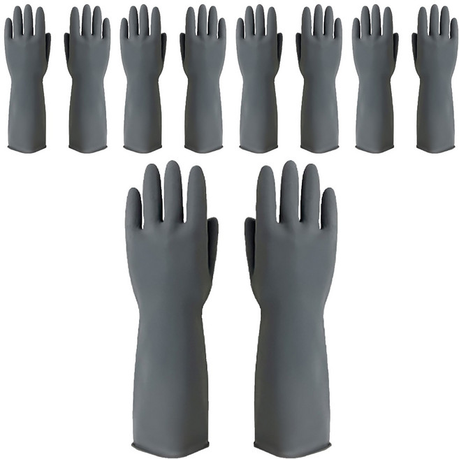 rubberlab 韓國製 大手專用橡膠手套, 灰色, XL, 5雙