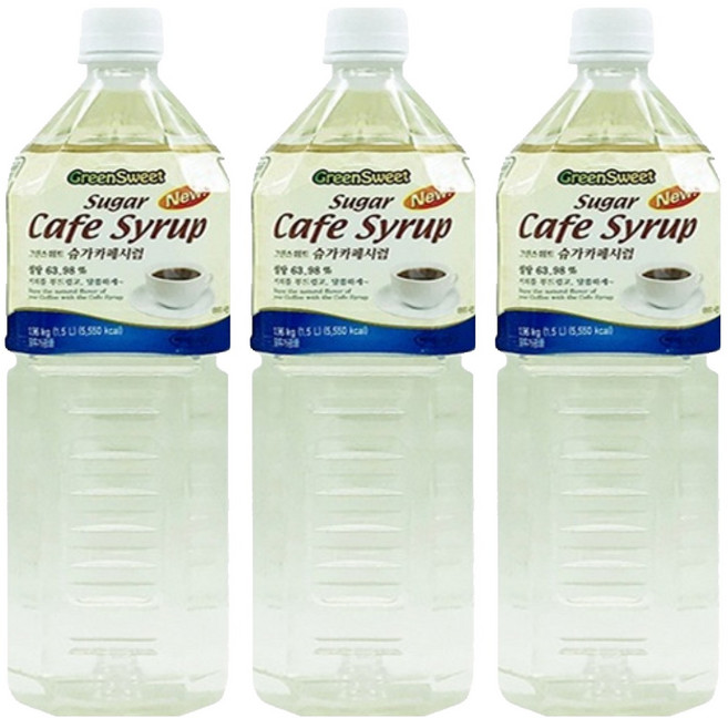 그린스위트 슈가카페시럽, 1.5L, 3개