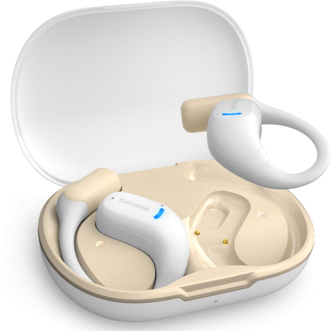 필립스 Hi-Fi ENC 노이즈캔슬링 무선 오픈 귀걸이형 블루투스 5.4 이어폰, TAA6709, 화이트