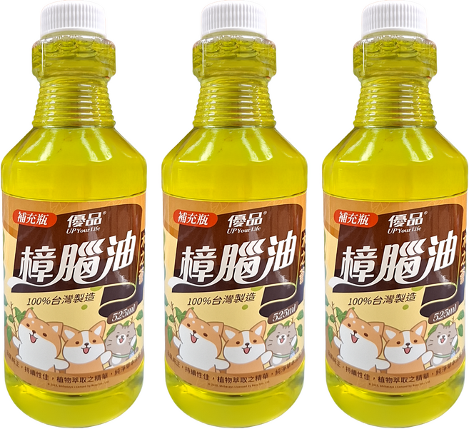 優品 樟腦油 柴語錄聯名款 補充瓶, 525ml, 3瓶
