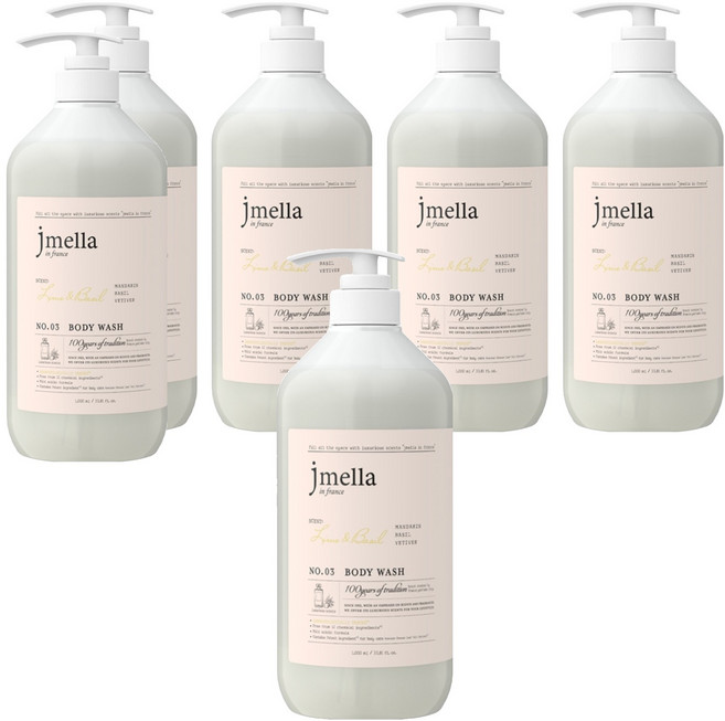 제이멜라 인 프랑스 라임 앤 바질 바디워시 바질 시트러스향, 1L, 6개
