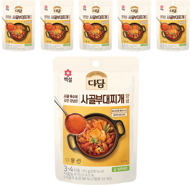 다담 사골부대 찌개양념, 130g, 6개