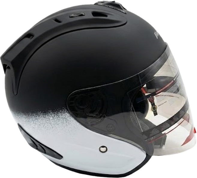 FIGHTER HELMET R3A6 露臉式安全帽 含一層護目鏡, 消光黑/白花