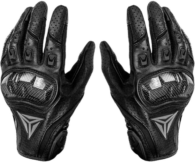 Motowolf 摩托車騎行真皮防摔手套, 黑色
