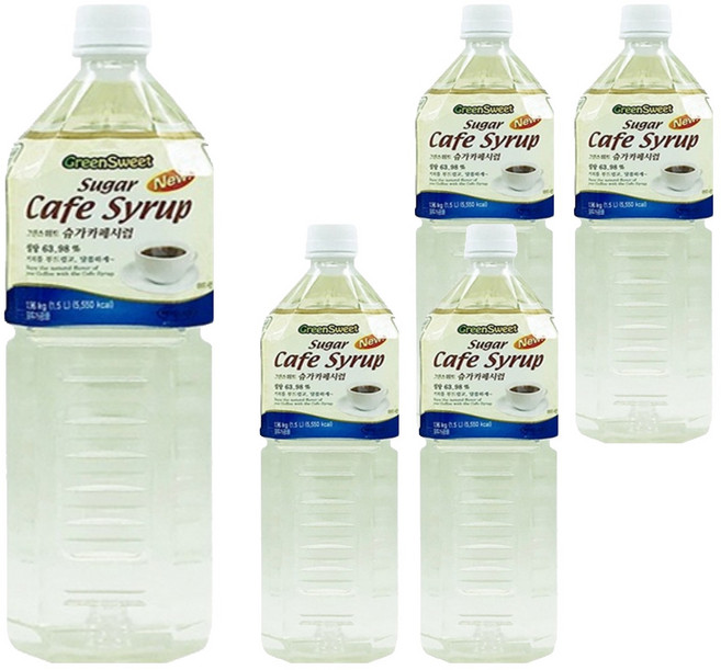 그린스위트 슈가카페시럽, 1.5L, 5개