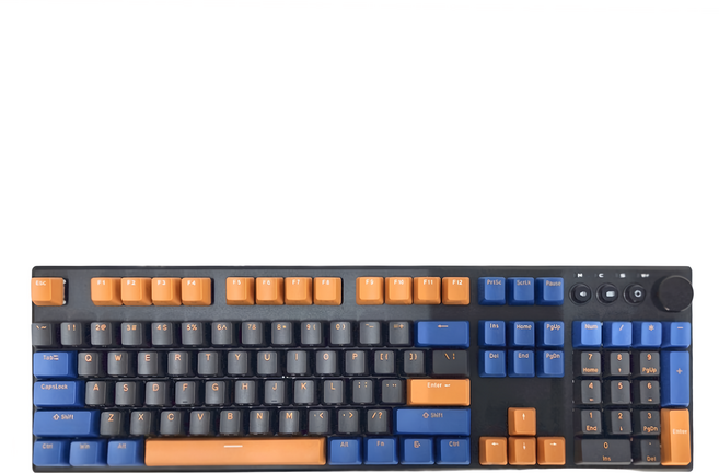 irocks 艾芮克 無線機械式鍵盤 原廠保固, IRK74R-BK, 黑橘藍, Gateron茶軸