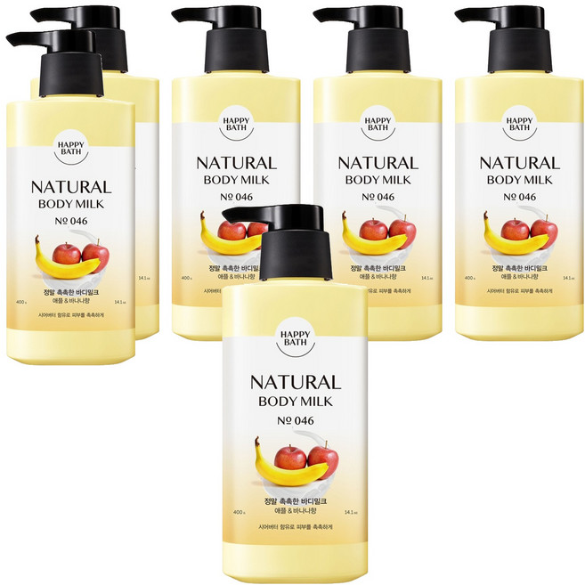 해피바스 정말 촉촉한 바디밀크 애플 앤 바나나향, 400g, 6개